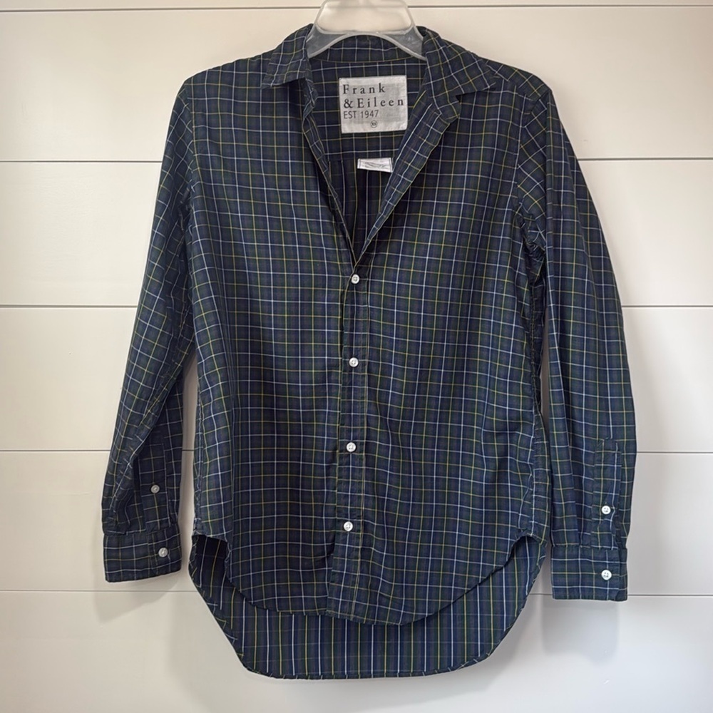 Frank & Eileen Frank Navy and Green Plaid Button-Down Shirt - Picture 2 of 14